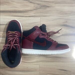 Nike Dunk High Supreme 'Destroyer' in black and red earth colorway